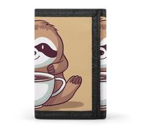 YHNNH Yoga Sloth Coffee Trifold Wallet Polyester Casual Wallets Portable Stylish Coin Purse for Men And Women