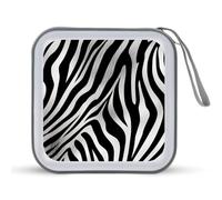 YHNNH Zebra Print DVD Case,Portable Zipper CD Holder EVA Protective Blu-ray Wallet Hard Plastic DVD Case Large Storage Disc Wallet Bag for Car, Home, Office, Games Disc