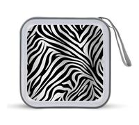 YHNNH Zebra Print DVD Case,Portable Zipper CD Holder EVA Protective Blu-ray Wallet Hard Plastic DVD Case Large Storage Disc Wallet Bag for Car, Home, Office, Games Disc