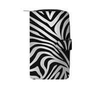 YHNNH Zebra Print Leather Long Wallet Adult Travel Zipper Long Purse Multi-functional Credit Card Holder 12 Card Slot