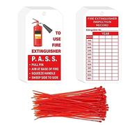 YHNTGB 160 Sets Fire Extinguisher Tags with Adjustable Wire Ties Monthly Fire Extinguisher Inspection Record Tags for Indoor Outdoor Fire Extinguishers 4.2 x 2.1 Inch