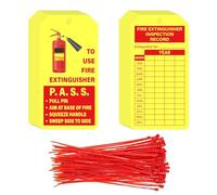 YHNTGB 160 Sets Fire Extinguisher Tags with Adjustable Wire Ties Monthly Inspection Record Tags for Indoor Outdoor 4.2 x 2.1 Inch Yellow