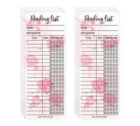 YHNTGB 80pcs Pink Bookmark Reading List, Library Card Book Tracker, Book Accessories