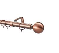 YHO 28mm Diameter Metal Curtain Pole Various Finials & Lengths Polished Chrome, Antique Brass & Brushed Chrome (2.2m, Antique Copper)