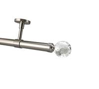 YHO Bay Window Curtain Pole Ceiling Fix 4m Brushed Chrome 28mm For Eyelet & Pencil Pleat Curtains (4m, Milano Finial Without Rings)