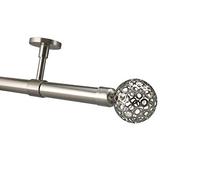 YHO Bay Window Curtain Pole Ceiling Fix 4m Brushed Chrome 28mm For Eyelet & Pencil Pleat Curtains (4m, Osaka Finial Without Rings)