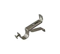 YHO Curtain Pole Rod Brackets 19mm 28mm 35mm Recess Double Extendable Brushed Chrome (28mm Adjustable)