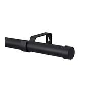 YHO Extendable Curtain Pole Matt Black Metal Curtain Pole Set 28mm Includes Finials, Brackets & Fittings (3m - 4m Extendable, Riga Finial)