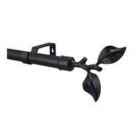 YHO Extendable Curtain Pole Matt Black Metal Curtain Pole Set 28mm Includes Finials, Brackets & Fittings (0.7m - 1.2m Extendable, Tallinn Finial)