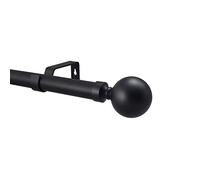 YHO Extendable Curtain Pole Matt Black Metal Curtain Pole Set 28mm Includes Finials, Brackets & Fittings (3m - 4m Extendable, Venice Finial)