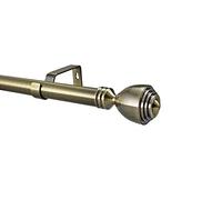 YHO Extendable Curtain Pole Silver Chrome Metal Curtain Pole Set 28mm Includes Finials, Brackets & Fittings. Brass, Copper & Black (0.7m - 1.2m Extendable, Vienna Antique Brass)