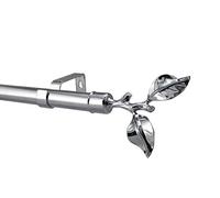 YHO Extendable Curtain Pole Silver Chrome Metal Curtain Pole Set 28mm Includes Finials, Brackets & Fittings. Brass, Copper & Black (2m - 3m Extendable, Tallinn Polished Chrome)