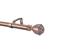 YHO Extendable Curtain Pole Silver Chrome Metal Curtain Pole Set 28mm Includes Finials, Brackets & Fittings. Brass, Copper & Black (3m - 4m Extendable, Vienna Antique Copper)