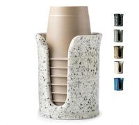 YHOJOY Bathroom Cup Dispenser 3 Oz, Bathroom Cup Holder for Dixie Cups Mouthwash Cup Dispenser, Small Paper Cups Holder for Bathroom Countertop, Ceramic, Speckled White