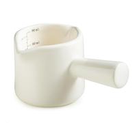 YHOJOY Espresso Measuring Cup, Ceramic Espresso Cup Double Spouts Expresso Shots Cup with Handle, Espresso Accessories, 3 Oz/ 90 Ml, White