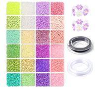 Yholin 2mm Glass Seed Beads for Bracelet Making Kit, 7200pcs Small Craft Pony Beads With Elastic String for DIY Jewelry Making, Necklaces, Earrings and Crafting