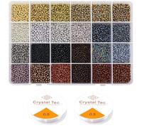 Yholin 2mm Glass Seed Beads Kit, 12000 Pcs Small Pastel Craft Beads for DIY Jewellery Making
