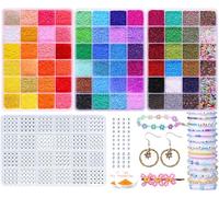Yholin 36900 Pcs 2mm Seed Beads for Bracelets Making, 12/0 Glass Seed Beads for Jewellery Making Kit, 72 Colours Tiny Beads Set with A-Z Letter Beads for DIY Craft Necklace Earring
