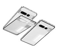 YhomeY Magnetic Aluminum Case for Google Pixel 7/7 A/7 Pro/8/8 A/8 Pro, Luxury Premium Metal Shockproof Bumper Frame with hard Plaastic back cover,Silver,8 A