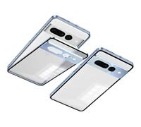 YhomeY Magnetic Aluminum Case for Google Pixel 7/7 A/7 Pro/8/8 A/8 Pro, Luxury Premium Metal Shockproof Bumper Frame with hard Plaastic back cover,Blue,7 Pro