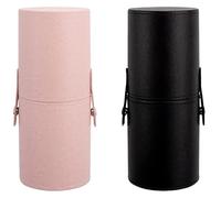 YHOMU 2 Pcs Travel-Ready Pu Leather Brush Case, 7.9 X 3.1 In Large Capacity Makeup Organizer, & Black Color Options