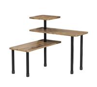 YHomU 3-Tier Corner Shelf Organizer, Brown Space-Saving Kitchen Organiser for Countertop, functions as a Spice Rack, with Metal Frame and Artificial Board Shelves, max 24.4 in