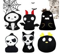 YHomU Cat Catnip Toys Horrible Halloween Ghost Cat Chew Toy Bite Resistant Catnip Toys Set of 6 Ghost Monster 2-Sided Catnip Filled Teething Chew Toys Pet Gift for Kitten Cats