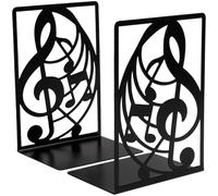 YHomU Piano Keyboard And Musical Note Bookends, Metal Decorative Book Ends, Home And Office Decor