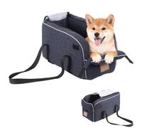 YHomU Puppy Cat Car Booster Seat, Center Console Dog Seat, Soft Pp Cotton Padding, Mesh Top, Adjustable Safety Leash, Travel Carrier