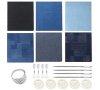 YHomU Sashiko Embroidery Kit for Beginners, Water Soluble Japanese Quilting, Self-Adhesive Pattern, Pure Cotton Cloth, Includes Sashiko Thread and Needles, Mending