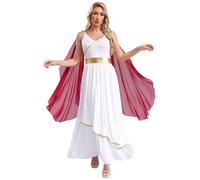 Yhong Ancient Greece Toga Costume Womens Roman Greek Dress Halloween Cosplay Theme Party Costume Burgundy 3XL