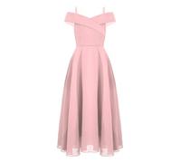 Yhong Girls Cold Shoulder Adjustable Straps Junior Bridesmaid Dress Pageant Dance Prom Maxi Dresses Pink 15-16 Years
