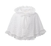 Yhong Infant Baby Girls Princess Cape Cloaks Floral Lace Hooded Baptism Christening Formal Party Shawl White 18-24 Months