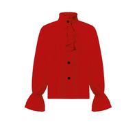Yhong Kids Boys Renaissance Victorian Shirt Ruffle Long Sleeve Frilly Medieval Pirate Blouse Tops for Halloween Cosplay Red 9-10 Years
