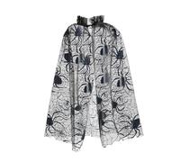 Yhong Kids Spider Web Cape Unisex Sheer Mesh Halloween Cosplay Costume Witches Robe Cloak Party Fancy Dress Up Black One Size