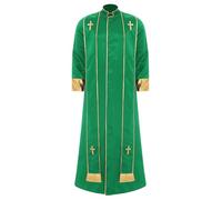Yhong Men Priest Robe Clergy Cassock Catholic Gown Pastor Outfit Christian Costume Halloween Cosplay Fancy Dress up Green S