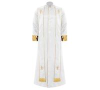 Yhong Men Priest Robe Clergy Cassock Catholic Gown Pastor Outfit Christian Costume Halloween Cosplay Fancy Dress up White S