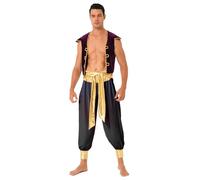 Yhong Men's Adult Arabian Prince Street Rat Costume Fairy Tale Suits Halloween Party Role Play Performance Outfits Black XXL
