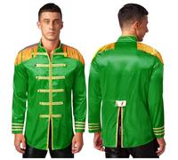 Yhong Men's Halloween SGT Sergeant Pepper Costume Jacket 60s Band Rock Hippie Cosplay Fringe Coat Green S