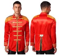 Yhong Men's Halloween SGT Sergeant Pepper Costume Jacket 60s Band Rock Hippie Cosplay Fringe Coat Red L