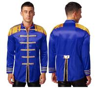 Yhong Men's Halloween SGT Sergeant Pepper Costume Jacket 60s Band Rock Hippie Cosplay Fringe Coat Royal Blue S