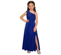 Yhong One Shoulder Junior Bridesmaid Dresses Sequin Pageant Dresses for Girls Sparkly Sleeveless Prom Dress Royal Blue 9-10 Years