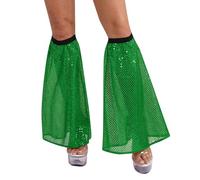Yhong Women Sparkly Sequin Leg Warmers Wide Legs Boot Cover Cuffs 70s Disco Accessory Outfits Party Dress-up Green One Size