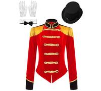 Yhong Womens Circus Ringmaster Fancy Dress Costume Tassel Lion Tamer Jacket Coat with Accessory Cosplay Suit Red M