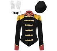 Yhong Womens Circus Ringmaster Fancy Dress Costume Tassel Lion Tamer Jacket Coat with Accessory Cosplay Suit Black XXL