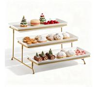 YHOSSEUN 3 Tier Serving Tray for Party,Tiered Serving Platters, 14 In Gold