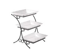 YHOSSEUN Large Tiered Tray Stand, 3 Tier Serving Tray Porcelain Baking Set with Serving Stand 3 Tier Buffet Server for Fruit, Dessert, Food Display Stand for Party, Thanksgiving
