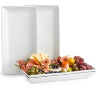 YHOSSEUN Porcelain Serving Platters Rectangular Trays White Serving Platters for Party, Stackable Serving Plates Set of 4,12 inch
