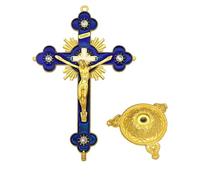Yhplxyuus Alloy Cross Ornament Small Cross Ornament Catholic Art Statue Home and Desktop Decoration Wall Pendant