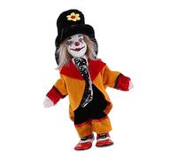 Yhplxyuus Artistic Ceramic Clown Sculpture Fun Expression Design Antique Home Decoration Figure Doll for Bookshelf and Cabinet Nostalgic Clown Doll Ornament